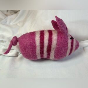 Cute Pink Pig‎ with squiggly tail Boiled Wool Handmade sustainable